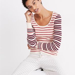 Madewell stillman ribbed pullover sweater in stripes mix size medium
